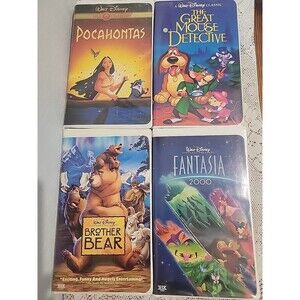 Walt Disney Lot Of 4 Vhs Tapes Great Mouse Detective Pocahontas Brother Bear...